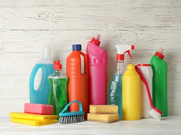 An array of detergents and household products tested according to biocide regulations